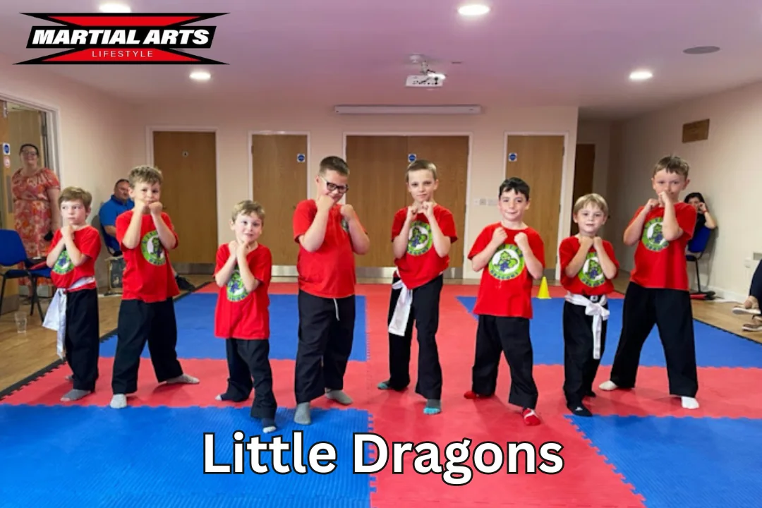 Little Dragons kung fu class in red uniforms at Martial Arts Lifestyle